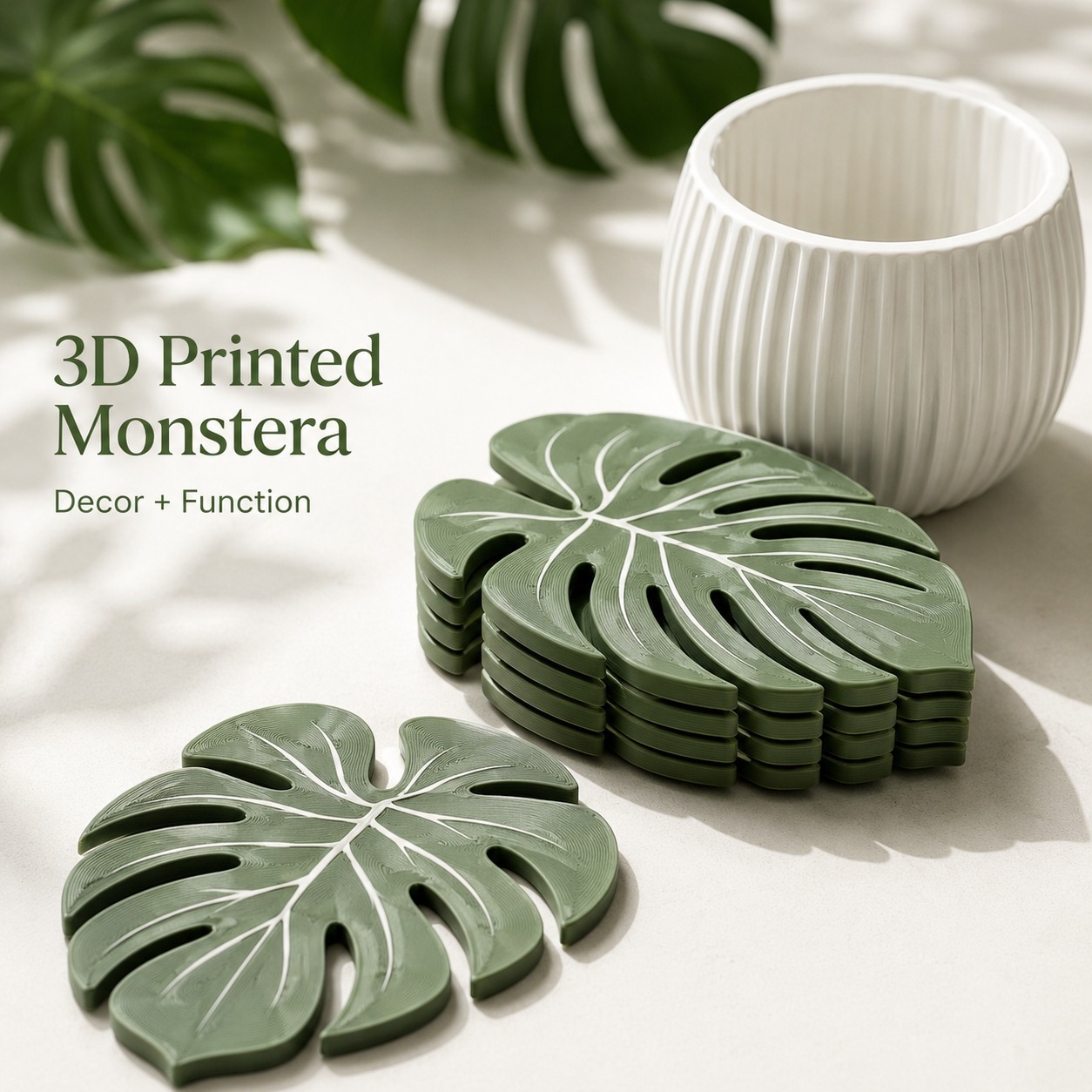 Monstera Plant Coasters 3D Pri - Home Office Layout recension och pris