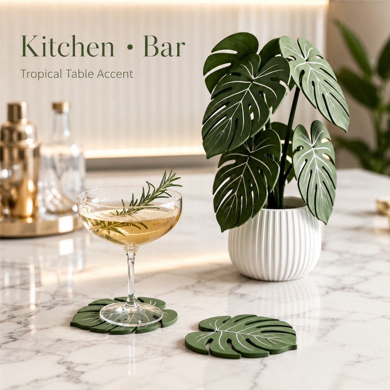 Monstera Plant Coasters 3D Pri - Home Office Layout recension och pris